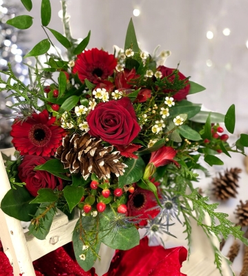 Red Christmas Florist Choice  Bouquet